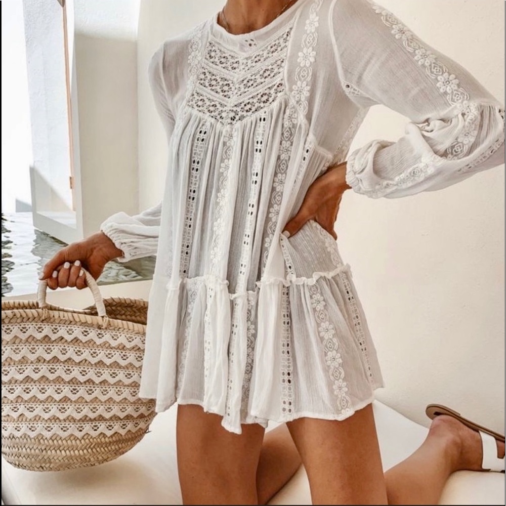 FREE PEOPLE Ivory kiss kiss tunic Sz M